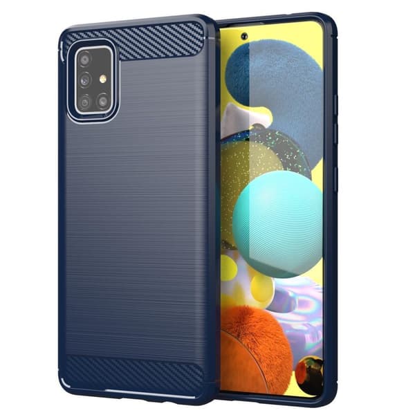 Deksel til Samsung Galaxy A51 5G Beskyttelsesdeksel av fleksibelt TPU-silikon i rustfritt stål-karbonfiberutseende