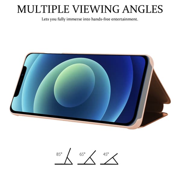 iPhone 12 / 12 PRO Skal Plånboksfodral Clear View Mirror Skyddsomslag med standfunktion 360 graders skydd