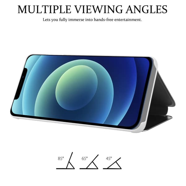 iPhone 12 / 12 PRO Skal Plånboksfodral Clear View Mirror Skyddsomslag med standfunktion 360 graders skydd