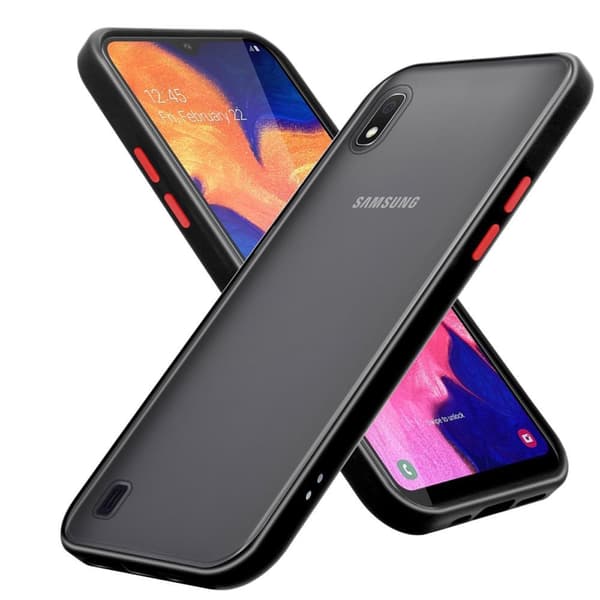 Samsung Galaxy A10 / M10 Etui Case Cover () Mat Sort - Røde knapper