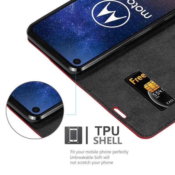 Motorola ONE VISION Fodral Skal Plånboksfodral Case med magnetisk stängning, ståfunktion och kortficka
