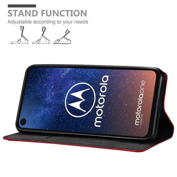Motorola ONE VISION Fodral Skal Plånboksfodral Case med magnetisk stängning, ståfunktion och kortficka