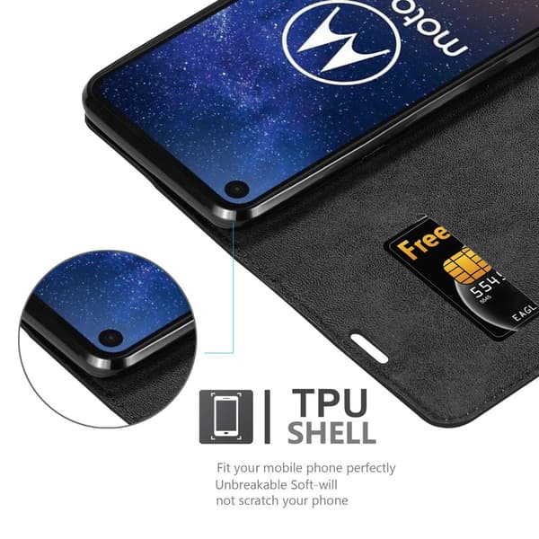 Motorola ONE VISION Fodral Skal Plånboksfodral Case med magnetisk stängning, ståfunktion och kortficka