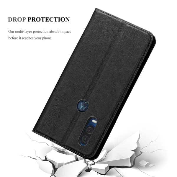 Motorola ONE VISION Fodral Skal Plånboksfodral Case med magnetisk stängning, ståfunktion och kortficka