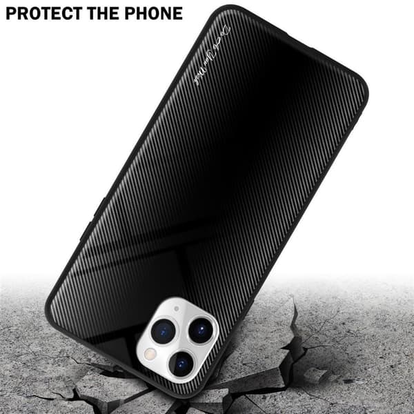 Deksel til iPhone 11 PRO Stripe optics Silikondeskel laget av TPU-silikon og bakside av herdet glass