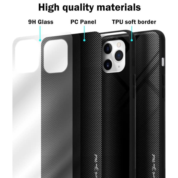 Deksel til iPhone 11 PRO Stripe optics Silikondeskel laget av TPU-silikon og bakside av herdet glass