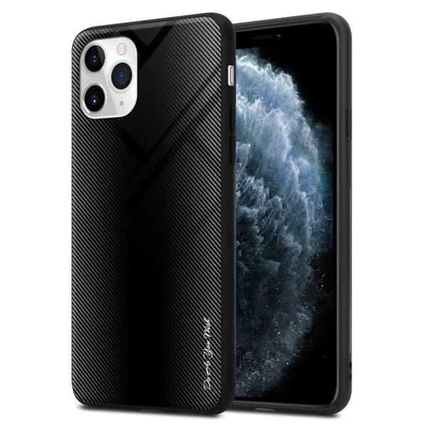 Deksel til iPhone 11 PRO Stripe optics Silikondeskel laget av TPU-silikon og bakside av herdet glass OPAL SVART