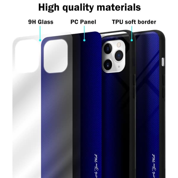 Deksel til iPhone 11 PRO Stripe optics Silikondeskel laget av TPU-silikon og bakside av herdet glass