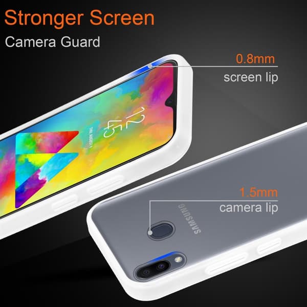 Samsung Galaxy M20 Suojakuori Suojakotelo Hybrid jossa on TPU-silikoni sisäpuolella ja matta muovinen takapuoli