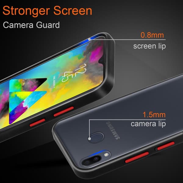 Samsung Galaxy M20 Suojakuori Suojakotelo Hybrid jossa on TPU-silikoni sisäpuolella ja matta muovinen takapuoli