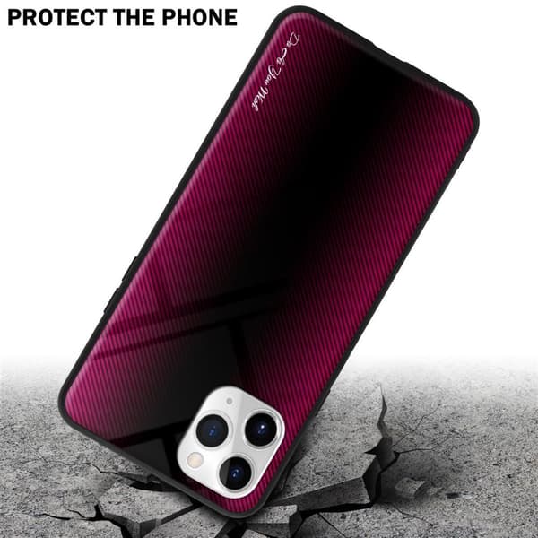 iPhone 11 PRO MAX Skal Fodral Case Cover Randigt utseende i TPU-silikon och baksida i härdat glas Skyddsfodral