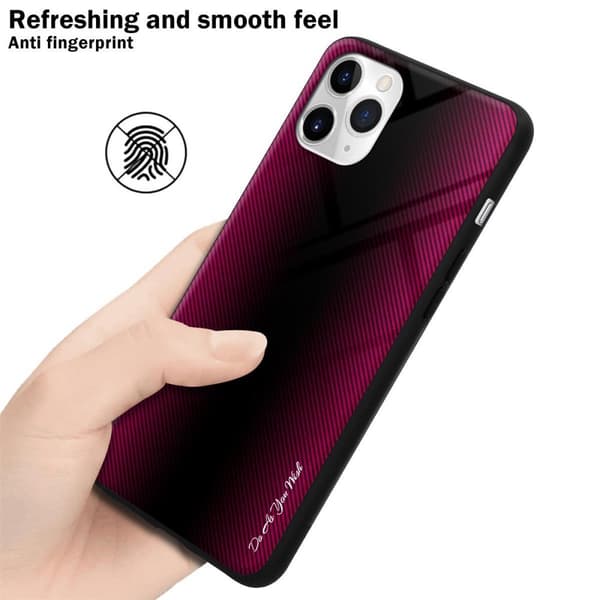 iPhone 11 PRO MAX Skal Fodral Case Cover Randigt utseende i TPU-silikon och baksida i härdat glas Skyddsfodral