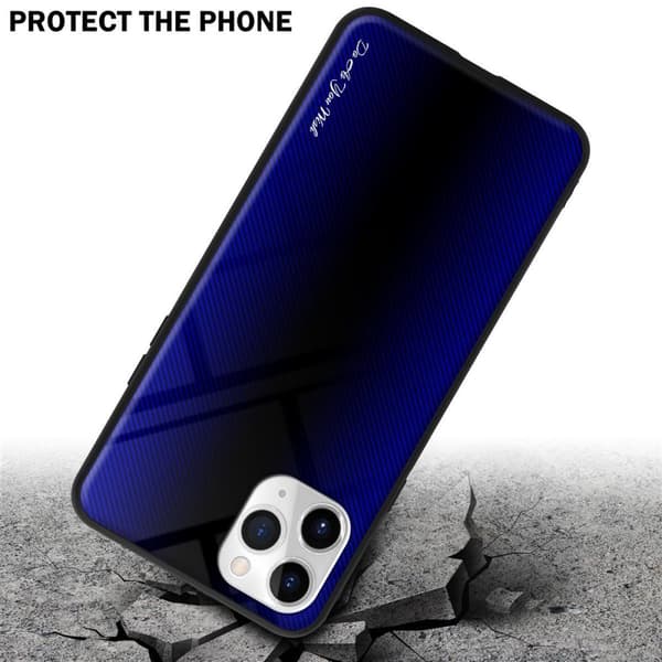 iPhone 11 PRO MAX Skal Fodral Case Cover Randigt utseende i TPU-silikon och baksida i härdat glas Skyddsfodral