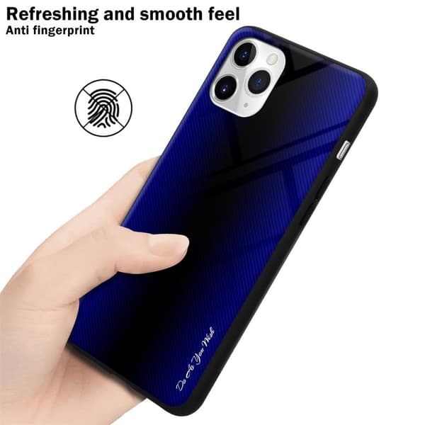 iPhone 11 PRO MAX Skal Fodral Case Cover Randigt utseende i TPU-silikon och baksida i härdat glas Skyddsfodral