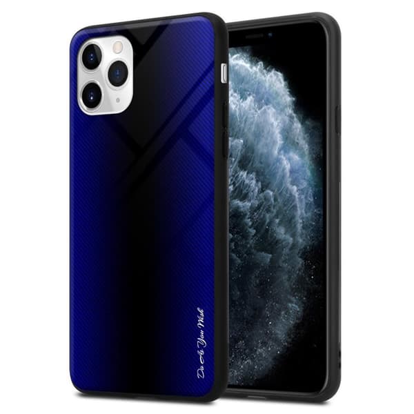 iPhone 11 PRO MAX Skal Fodral Case Cover Randigt utseende i TPU-silikon och baksida i härdat glas Skyddsfodral