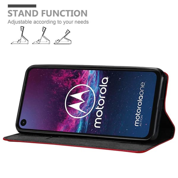 Motorola ONE ACTION Fodral Skal Plånboksfodral Case med magnetisk stängning, ståfunktion och kortficka