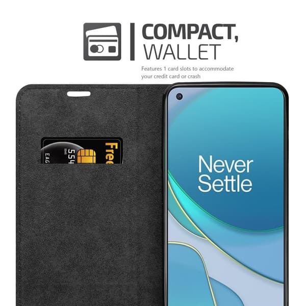 Lommebokdeksel til OnePlus 8T Deksel med magnetisk lukking, stativfunksjon og kortlomme