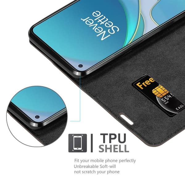 Lommebokdeksel til OnePlus 8T Deksel med magnetisk lukking, stativfunksjon og kortlomme