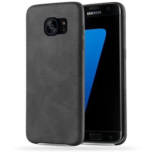 Deksel for Samsung Galaxy S7 EDGE Hardt Case Beskyttende deksel laget av kunstlær VINTAGE SVART