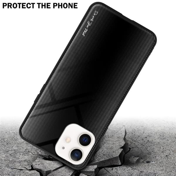 Deksel til iPhone 12 MINI Stripe optics Silikondeskel laget av TPU-silikon og bakside av herdet glass