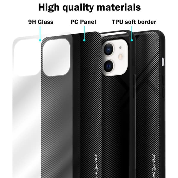 Deksel til iPhone 12 MINI Stripe optics Silikondeskel laget av TPU-silikon og bakside av herdet glass