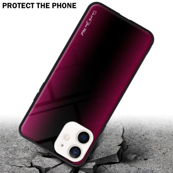 Deksel til iPhone 12 MINI Stripe optics Silikondeskel laget av TPU-silikon og bakside av herdet glass