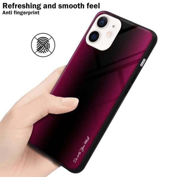Deksel til iPhone 12 MINI Stripe optics Silikondeskel laget av TPU-silikon og bakside av herdet glass