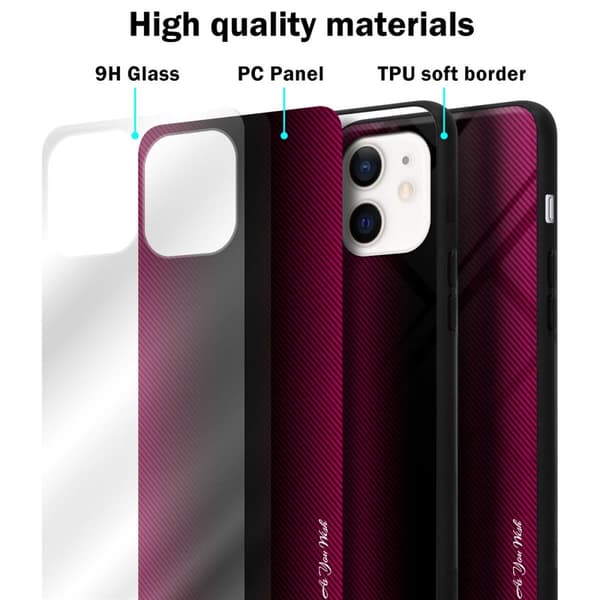Deksel til iPhone 12 MINI Stripe optics Silikondeskel laget av TPU-silikon og bakside av herdet glass