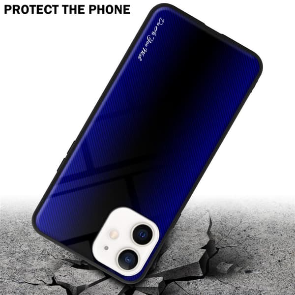 Deksel til iPhone 12 MINI Stripe optics Silikondeskel laget av TPU-silikon og bakside av herdet glass