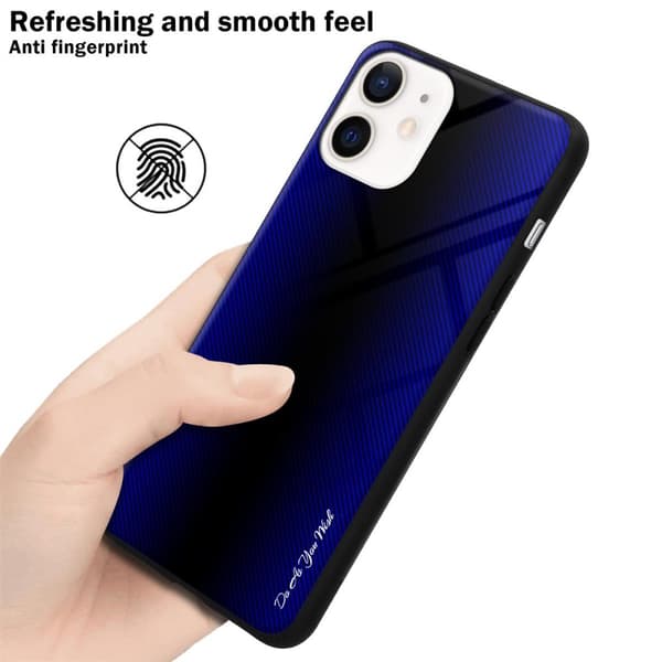 Deksel til iPhone 12 MINI Stripe optics Silikondeskel laget av TPU-silikon og bakside av herdet glass