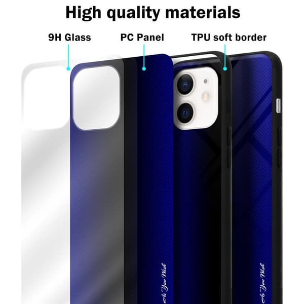 Deksel til iPhone 12 MINI Stripe optics Silikondeskel laget av TPU-silikon og bakside av herdet glass