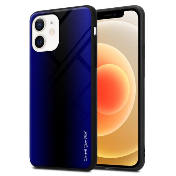 Deksel til iPhone 12 MINI Stripe optics Silikondeskel laget av TPU-silikon og bakside av herdet glass