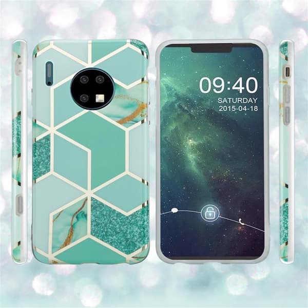 Lommebokdeksel til Huawei MATE 30 Deksel av TPU-silikon med mosaikkmønster