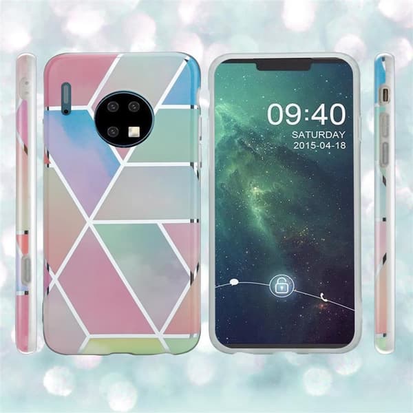 Lommebokdeksel til Huawei MATE 30 Deksel av TPU-silikon med mosaikkmønster