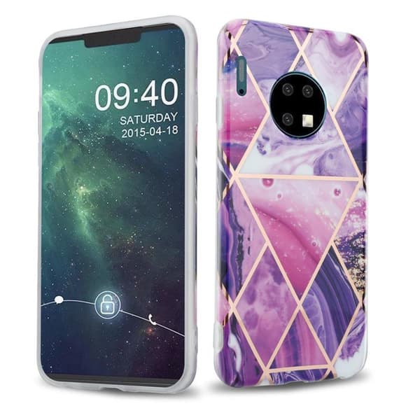 Huawei MATE 30 Pungetui Cover Case () Purple Wave Marble No. 14
