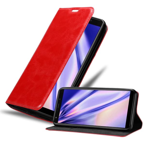 WIKO Y61 Fodral Skal Plånboksfodral Case med magnetisk stängning, ståfunktion och kortficka ÄPPLE RÖD