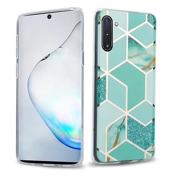 Lommebokdeksel til Samsung Galaxy NOTE 10 Deksel av TPU-silikon med mosaikkmønster Grønn Lysegrønn Gullmarmor Nr. 3