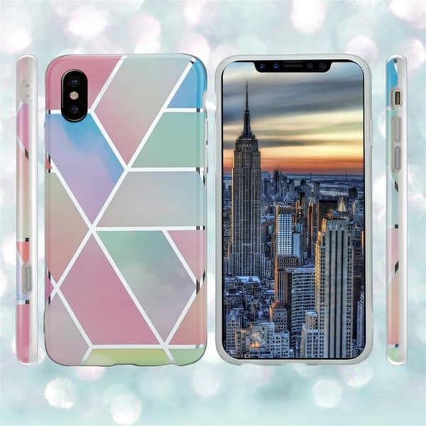 Lommebokdeksel til iPhone X / XS Deksel av TPU-silikon med mosaikkmønster