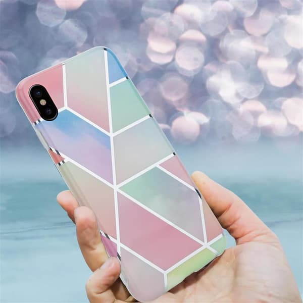 Lommebokdeksel til iPhone X / XS Deksel av TPU-silikon med mosaikkmønster