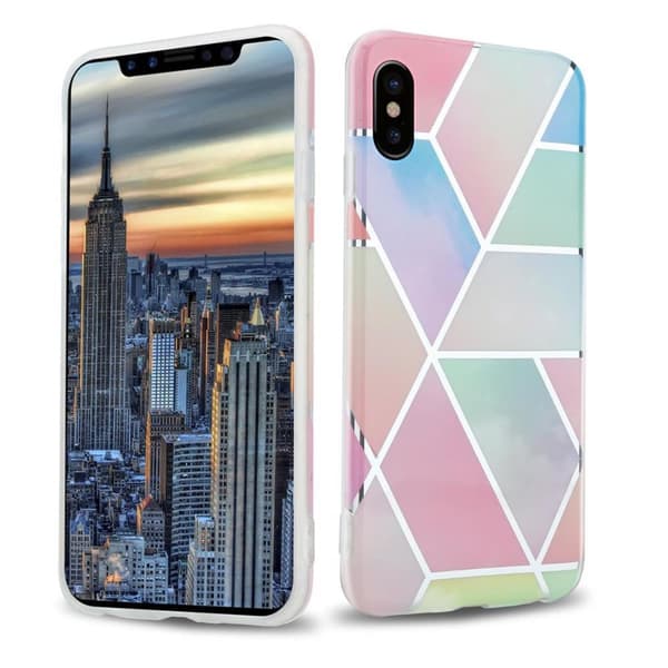 Lommebokdeksel til iPhone X / XS Deksel av TPU-silikon med mosaikkmønster