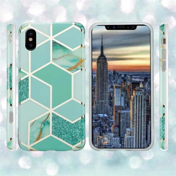 Lommebokdeksel til iPhone X / XS Deksel av TPU-silikon med mosaikkmønster