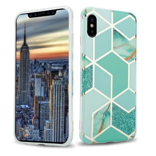Lommebokdeksel til iPhone X / XS Deksel av TPU-silikon med mosaikkmønster