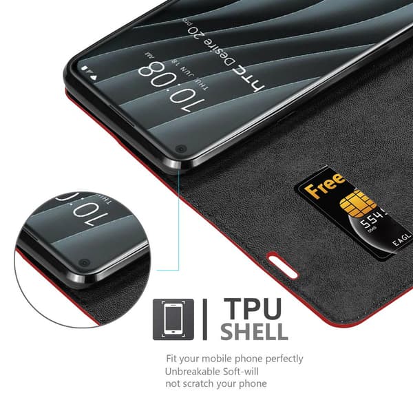 HTC Desire 20 PRO Fodral Skal Plånboksfodral Case med magnetisk stängning, ståfunktion och kortficka