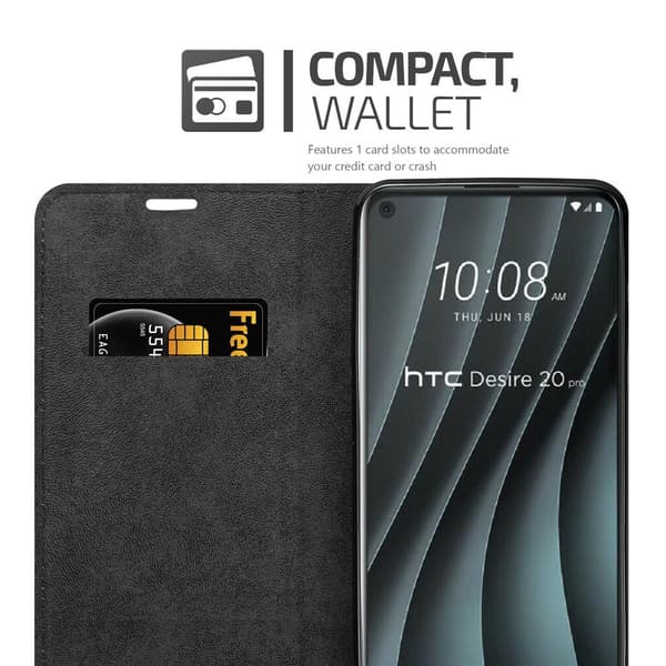 HTC Desire 20 PRO Suojakotelo Suojakuori Lompakkokotelo Matkapuhelinkotelo jossa magneettisuljenta, jalusta-toiminto ja korttitasku