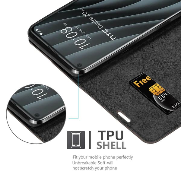 HTC Desire 20 PRO Suojakotelo Suojakuori Lompakkokotelo Matkapuhelinkotelo jossa magneettisuljenta, jalusta-toiminto ja korttitasku