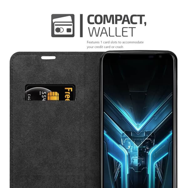 Lommebokdeksel til Asus ROG Phone 3 Deksel med magnetisk lukking, stativfunksjon og kortlomme