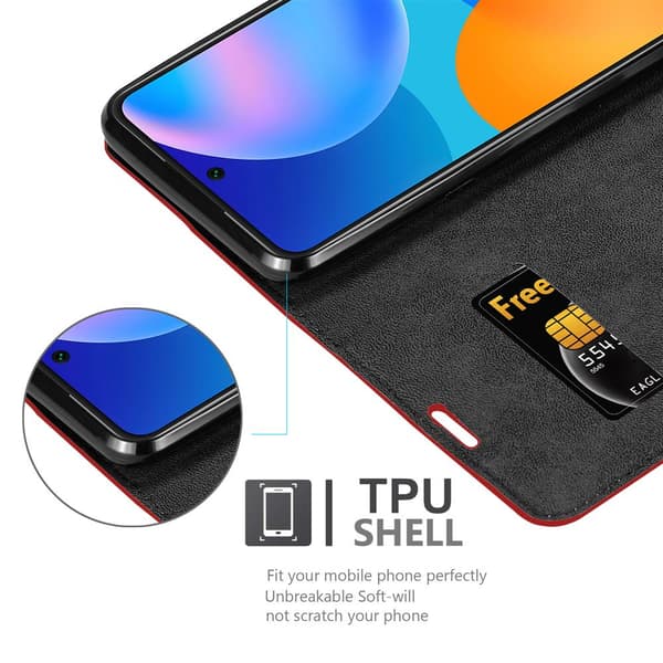 Lommebokdeksel til Huawei P SMART 2021 Deksel med magnetisk lukking, stativfunksjon og kortlomme