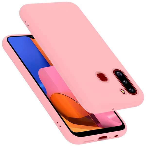 Samsung Galaxy A21 Suojakotelo Suojakuori valmistettu joustavasta TPU-silikonista LIQUID VAALEANPUNAINEN