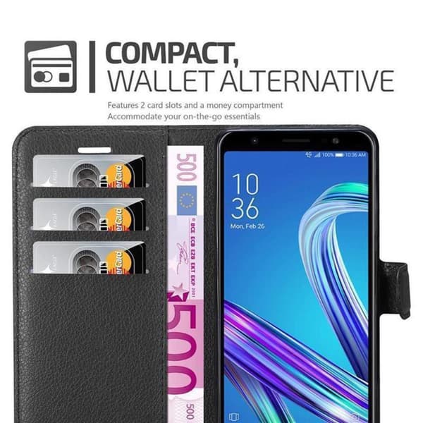 Deksel til Asus ZenFone MAX PRO M1 (6 tommer) Lommebokdeksel med magnetisk lukking, stativfunksjon og kortlomme