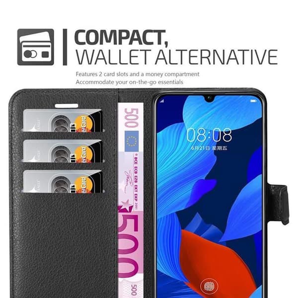 Huawei NOVA 5 / 5 PRO Suojakotelo Lompakkokotelo Matkapuhelinkotelo Suojakuori jossa magneettisuljenta, jalusta-toiminto ja korttitasku